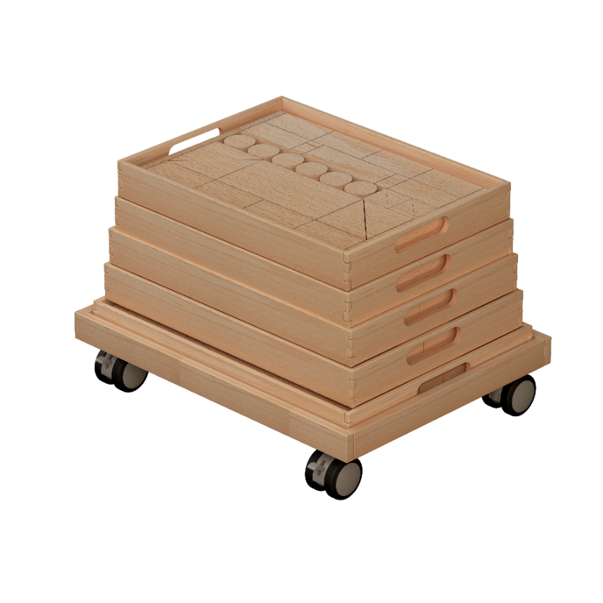 [34250] Natural Building Big Blocks With Trolley